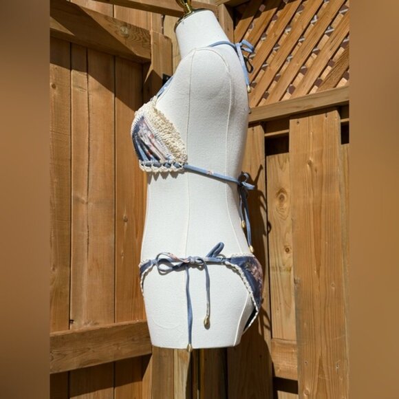 🆕 ZIMMERMANN 🧿 NWT Cascadian Crochet Tri Bikini, Blue Botanical - Sz 3 US6/8 - Picture 8 of 16